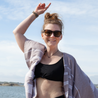 Ribbad badtopp - Crop Top - Svart
