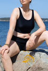 Ribbad badtopp - Crop Top - Svart