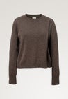Stickad amningströja i ull - Brown Grey Melange