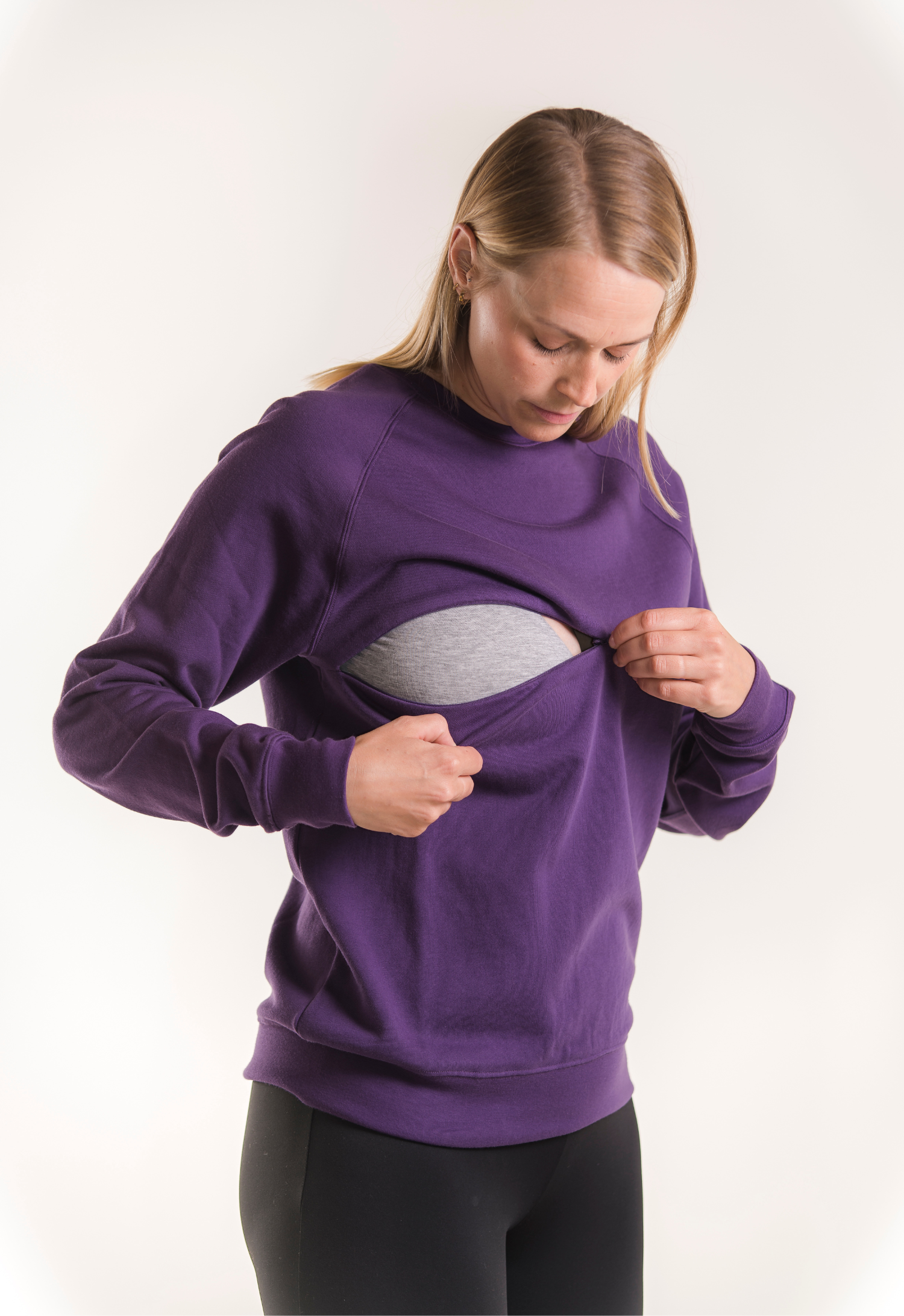 Sweatshirt med amningsfunktion - Lila