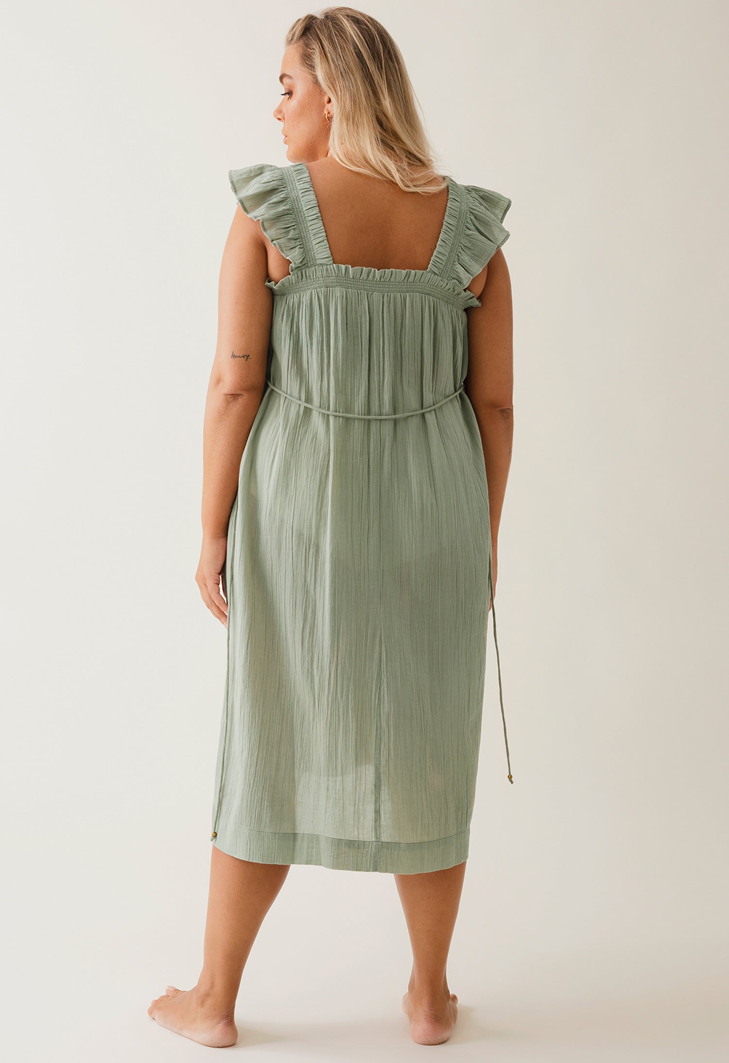 Boho amningsklänning med smock - Green Tea