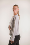 Stickad amningströja i ull - Light Grey Melange