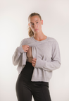 Stickad amningströja i ull - Light Grey Melange